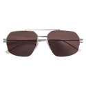 Bottega Veneta - Metal Half-Rim Aviator Sunglasses - Silver - Sunglasses - Bottega Veneta Eyewear