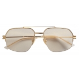 Bottega Veneta - Metal Half-Rim Aviator Sunglasses - Gold - Sunglasses - Bottega Veneta Eyewear