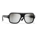 Chanel - Occhiali da Sole a Maschera - Nero Argento Grigio - Chanel Eyewear