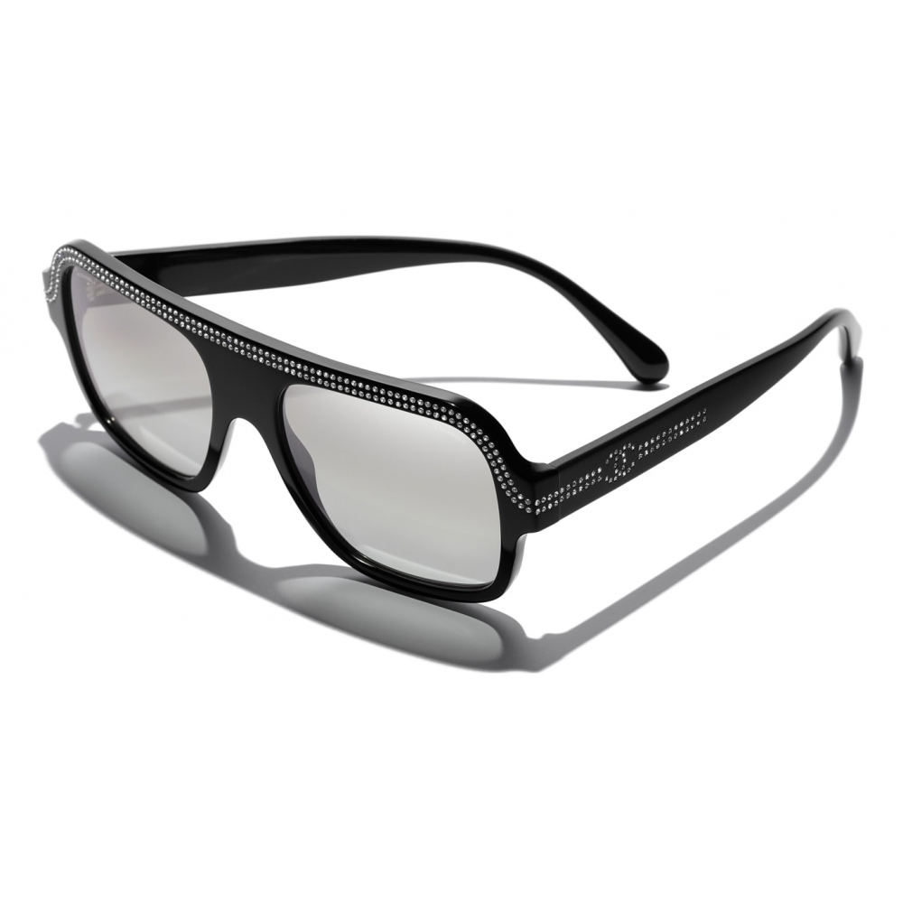 chanel black shield sunglasses