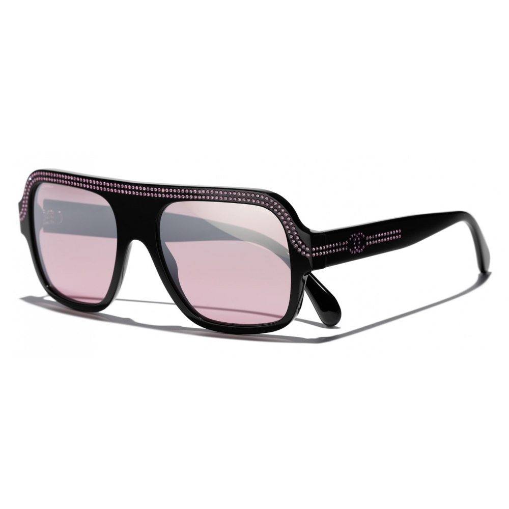 Chanel - Occhiali da Sole - Maschera da Sci - Nero Rosa Specchiato - Chanel  Eyewear - Avvenice