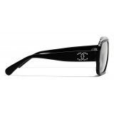 Chanel - Occhiali da Sole a Maschera - Nero Argento Grigio - Chanel Eyewear