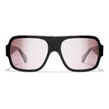 Chanel - Occhiali da Sole a Maschera - Nero Rosa - Chanel Eyewear