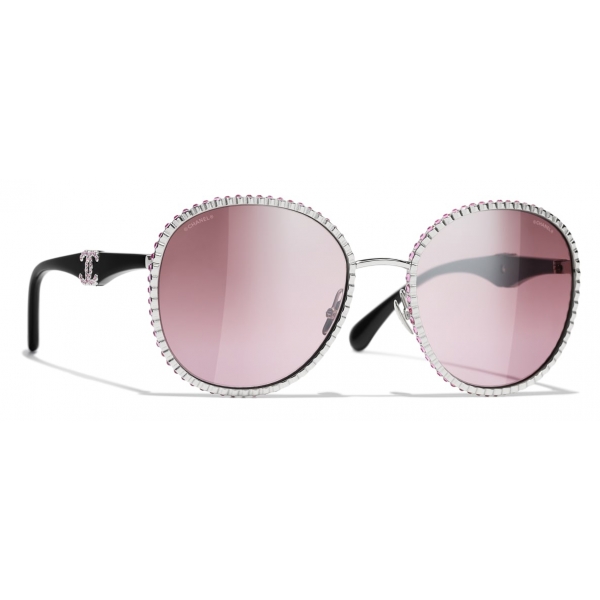 Chanel - Round Sunglasses - Silver Pink - Chanel Eyewear