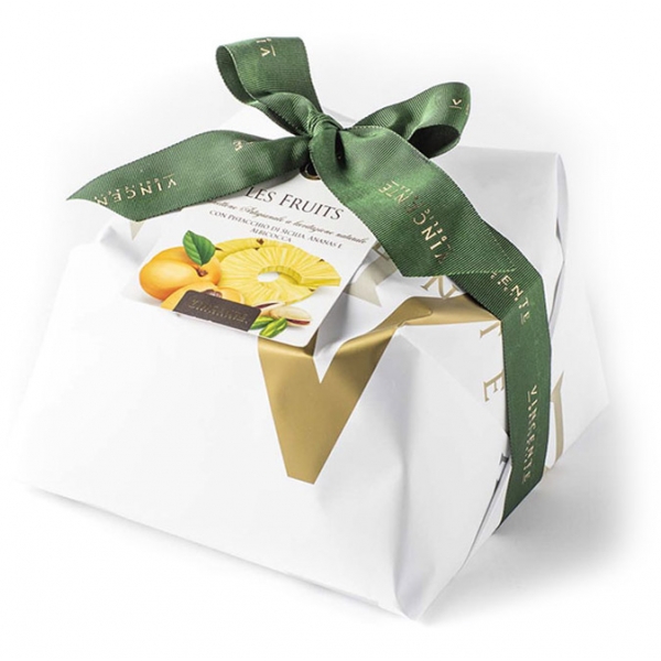 Vincente Delicacies - Panettone with Sicilian Pistachio, Pineapple and Apricot - Les Fruits - Hand Wrapped Artisan
