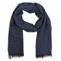 Fefè Napoli - Blue Navy Cashmere Elegance Scarf - Scarves and Foulards - Handmade in Italy - Luxury Exclusive Collection