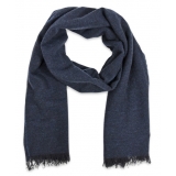 Fefè Napoli - Blue Navy Cashmere Elegance Scarf - Scarves and Foulards - Handmade in Italy - Luxury Exclusive Collection