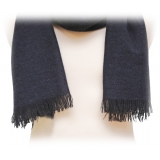 Fefè Napoli - Blue Navy Cashmere Elegance Scarf - Scarves and Foulards - Handmade in Italy - Luxury Exclusive Collection