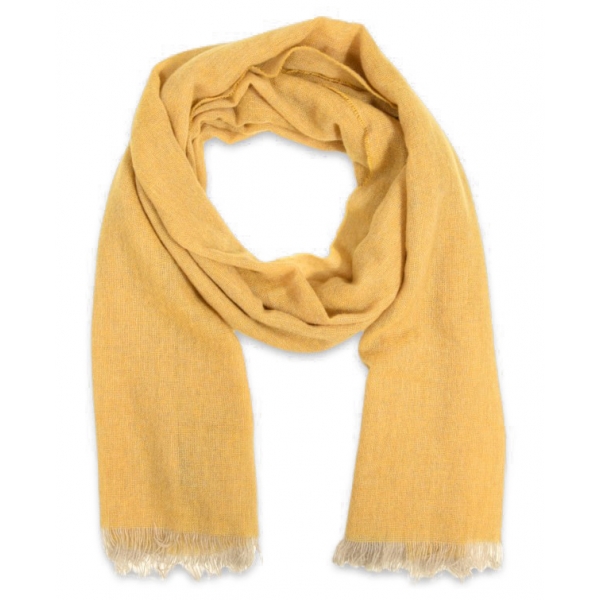Fefè Napoli - Yellow Cashmere Elegance Scarf - Scarves and Foulards - Handmade in Italy - Luxury Exclusive Collection