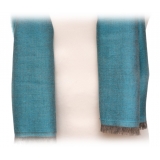Fefè Napoli - Turquoise Cashmere Silk Elegance Scarf - Scarves and Foulards - Handmade in Italy - Luxury Exclusive Collection
