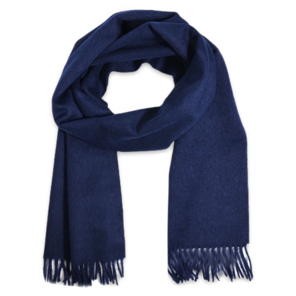 Fefè Napoli - Blue Navy Wool Alpaca Elegance Scarf - Scarves and Foulards - Handmade in Italy - Luxury Exclusive Collection