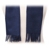 Fefè Napoli - Blue Navy Wool Alpaca Elegance Scarf - Scarves and Foulards - Handmade in Italy - Luxury Exclusive Collection