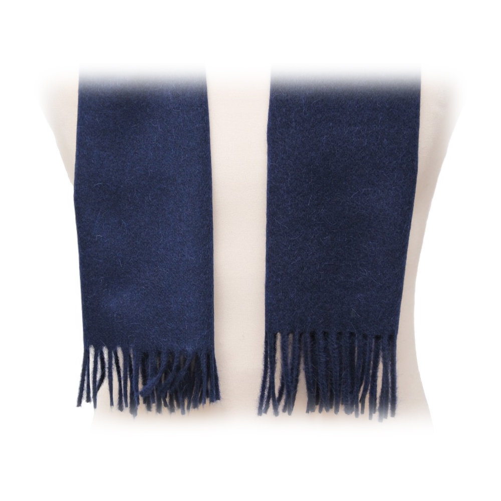 Fefè Napoli Blue Navy Wool Alpaca Elegance Scarf Scarves And Foulards Handmade In Italy 7920