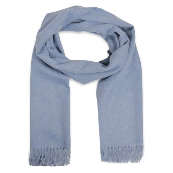 Fefè Napoli - Light-Blue Wool Alpaca Elegance Scarf - Scarves and Foulards - Handmade in Italy - Luxury Exclusive Collection