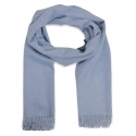 Fefè Napoli - Light-Blue Wool Alpaca Elegance Scarf - Scarves and Foulards - Handmade in Italy - Luxury Exclusive Collection