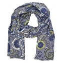 Fefè Napoli - Grey Flowers Dandy Silk Scarf - Scarves and Foulards - Handmade in Italy - Luxury Exclusive Collection