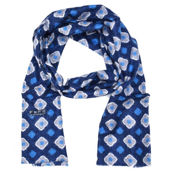 Fefè Napoli - Blue Flowers Dandy Silk Scarf - Scarves and Foulards - Handmade in Italy - Luxury Exclusive Collection