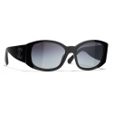 Chanel - Oval Sunglasses - Black Gray - Chanel Eyewear