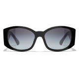 Chanel - Oval Sunglasses - Black Gray - Chanel Eyewear