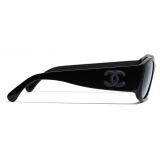 Chanel - Occhiali da Sole Ovali - Nero Grigio - Chanel Eyewear