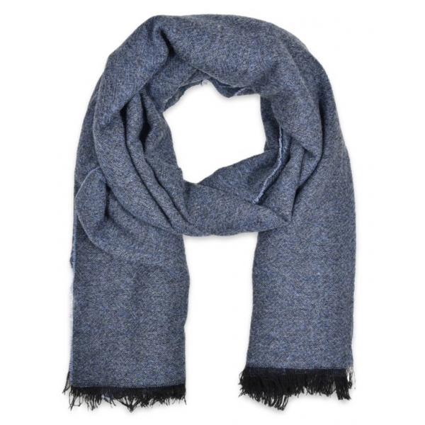 Fefè Napoli - Blue Jeans Cashmere Elegance Scarf - Scarves and Foulards - Handmade in Italy - Luxury Exclusive Collection