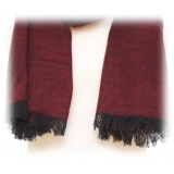 Fefè Napoli - Bordeaux Cashmere Elegance Scarf - Scarves and Foulards - Handmade in Italy - Luxury Exclusive Collection