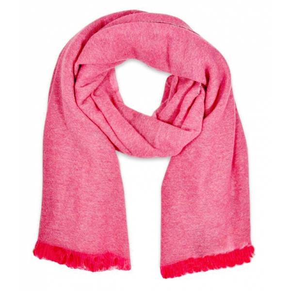 Fefè Napoli - Fucsia Cashmere Elegance Scarf - Scarves and Foulards - Handmade in Italy - Luxury Exclusive Collection