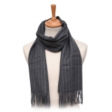 Fefè Napoli - Grey Pinstripe Wool Elegance Scarf - Scarves and Foulards - Handmade in Italy - Luxury Exclusive Collection