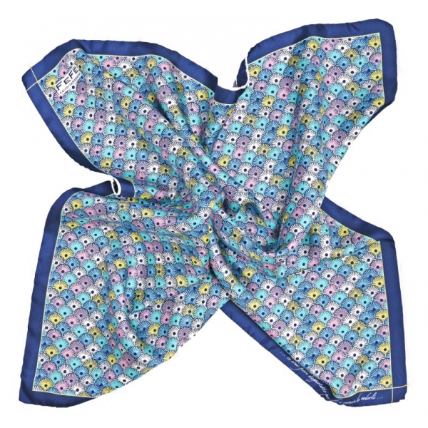 Fefè Napoli - Blue Matisse Silk Foulard - Scarves and Foulards - Handmade in Italy - Luxury Exclusive Collection