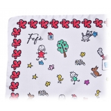 Fefè Napoli - White Kids Silk Foulard - Scarves and Foulards - Handmade in Italy - Luxury Exclusive Collection