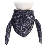 Fefè Napoli - Bandana Cotone Seta Blu - Sciarpe e Foulard - Handmade in Italy - Luxury Exclusive Collection