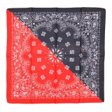 Fefè Napoli - Bandana Cotone Seta Blu Rossa - Sciarpe e Foulard - Handmade in Italy - Luxury Exclusive Collection