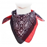 Fefè Napoli - Blue Red Silk Cotton Bandana - Scarves and Foulards - Handmade in Italy - Luxury Exclusive Collection