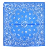 Fefè Napoli - Blue Denim Silk Cotton Bandana - Scarves and Foulards - Handmade in Italy - Luxury Exclusive Collection