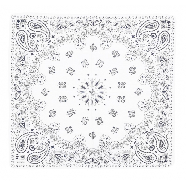 Fefè Napoli - White Silk Cotton Bandana - Scarves and Foulards - Handmade in Italy - Luxury Exclusive Collection