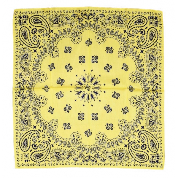 Fefè Napoli - Yellow Silk Cotton Bandan - Scarves and Foulards - Handmade in Italy - Luxury Exclusive Collection