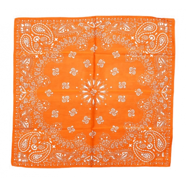 Fefè Napoli - Orange Silk Cotton Bandan - Scarves and Foulards - Handmade in Italy - Luxury Exclusive Collection