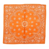 Fefè Napoli - Orange Silk Cotton Bandan - Scarves and Foulards - Handmade in Italy - Luxury Exclusive Collection