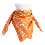 Fefè Napoli - Orange Silk Cotton Bandan - Scarves and Foulards - Handmade in Italy - Luxury Exclusive Collection