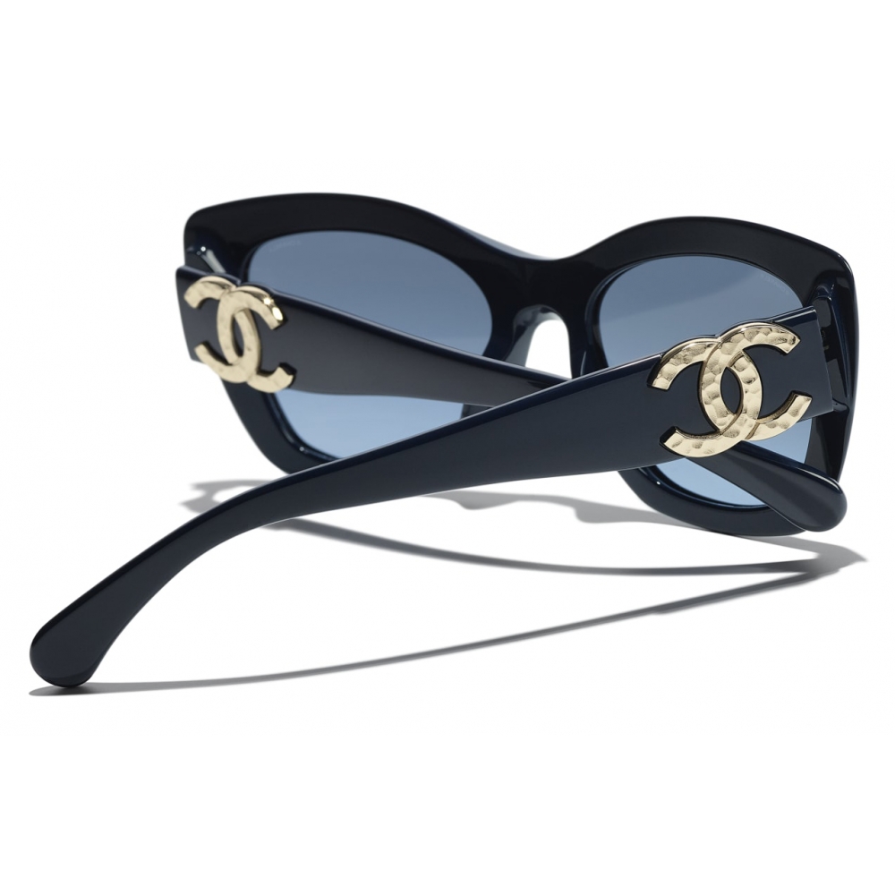 chanel black butterfly sunglasses vintage