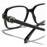 Chanel - Occhiali da Vista Quadrata - Nero Oro - Chanel Eyewear