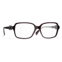 Chanel - Square Eyeglasses - Red Dark Silver - Chanel Eyewear