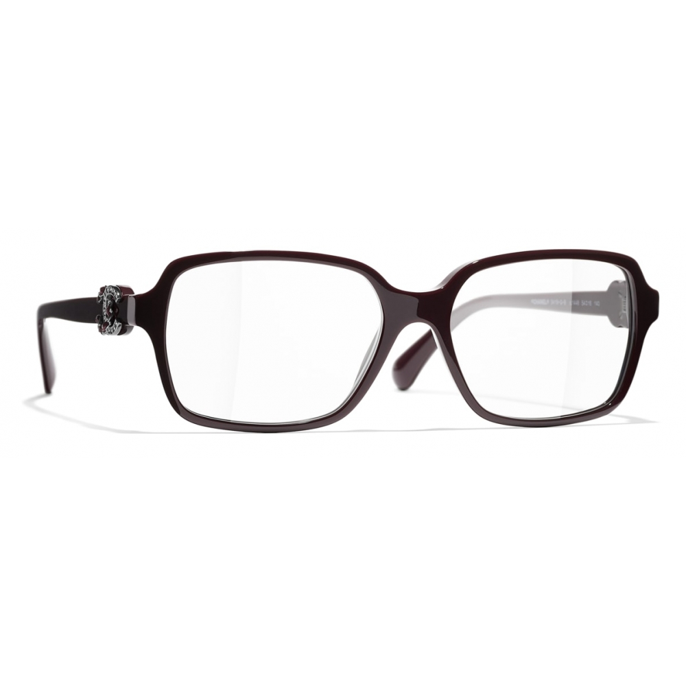 Chanel - Square Eyeglasses - Red Dark Silver - Chanel Eyewear