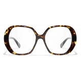 Chanel - Occhiali da Vista Quadrata - Tartaruga Scuro - Chanel Eyewear