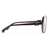 Chanel - Occhiali da Vista Quadrata - Rosso Argento Scuro - Chanel Eyewear