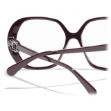 Chanel - Occhiali da Vista Quadrata - Rosso Argento Scuro - Chanel Eyewear