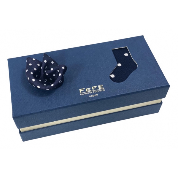 Fefè Napoli - Blue Pois Gift Box - Gift Box - Handmade in Italy - Luxury Exclusive Collection