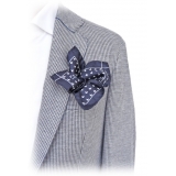 Fefè Napoli - Blue Butterfly Silk Dandy Pocket Square - Pocket-Square - Handmade in Italy - Luxury Exclusive Collection