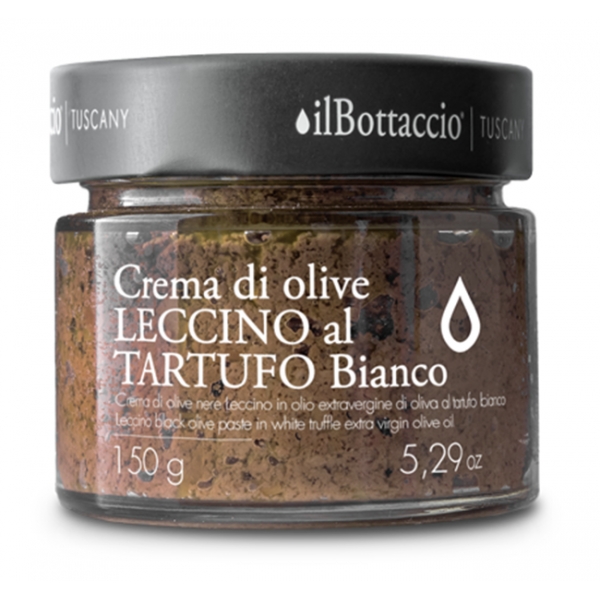 Il Bottaccio - Crema di Olive Leccino al Tartufo Bianco in Olio Extravergine - Italiano - Alta Qualità - 150 gr