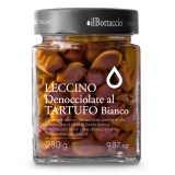Il Bottaccio - Olive Nere Leccino Denocciolate al Tartufo Bianco in Olio Extravergine - Italiano - Alta Qualità - 280 gr